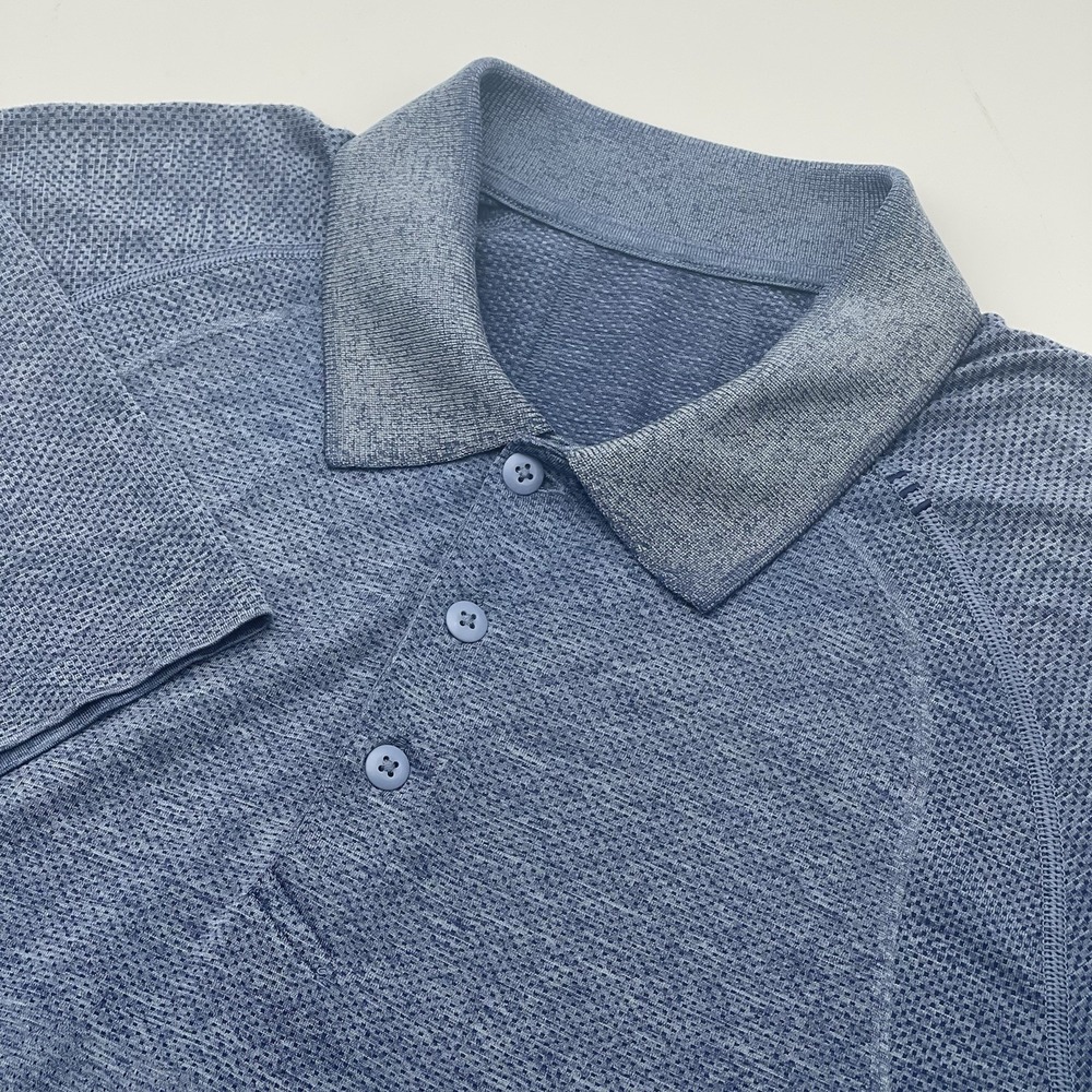 Lululemon Metal Vent Tech Polo Men's Size Medium Blue Short‎ Sleeve Performance